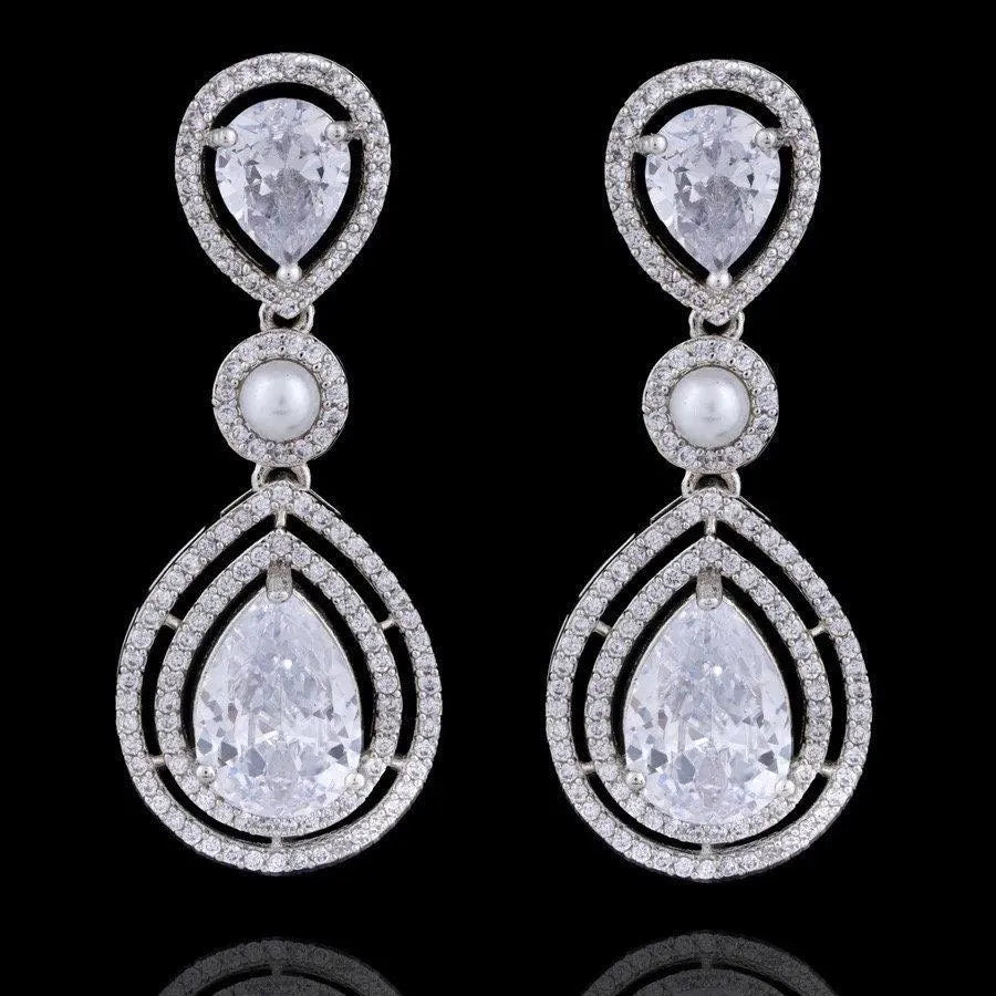 Kysha Diamond CZ Pearl Necklace Indian Jewelr Indian Necklace Pakistani Jewelry Crystal Necklace Statement Necklace American Diamond