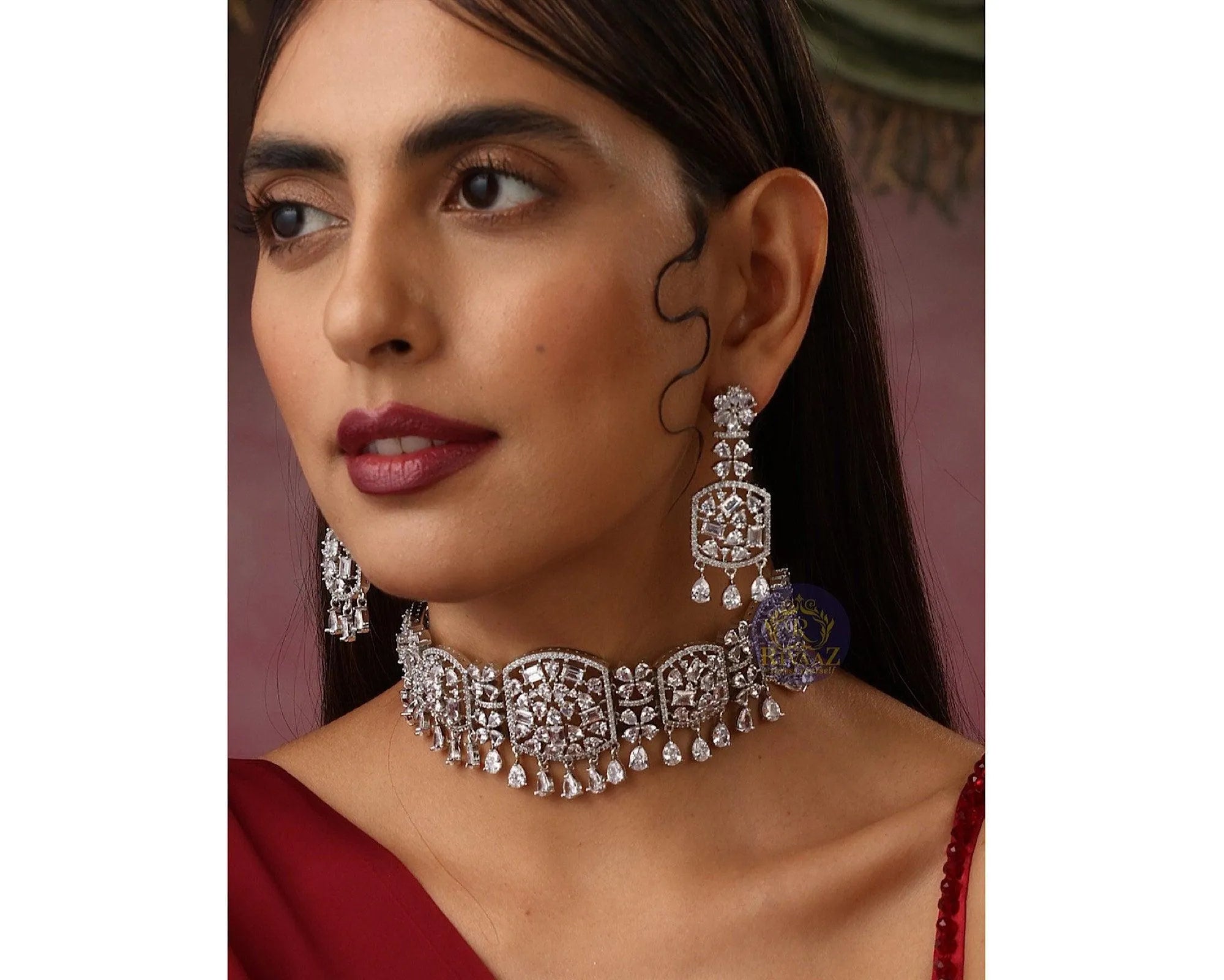 Sold Out Princess Cut Diamond Choker Necklace Indian Choker American Diamond Necklace