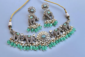 Mint Kundan Choker Necklace • Indian Choker • Indian Jewelry • American Diamond Necklace • Kundan Necklace • CZ Necklace • Choker