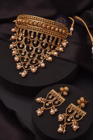 Gold Choker Necklace Real Gold Plated Gold Statement Necklace Indian Choker Indian Necklace Pakistani jewelry Dubai Gold Necklace