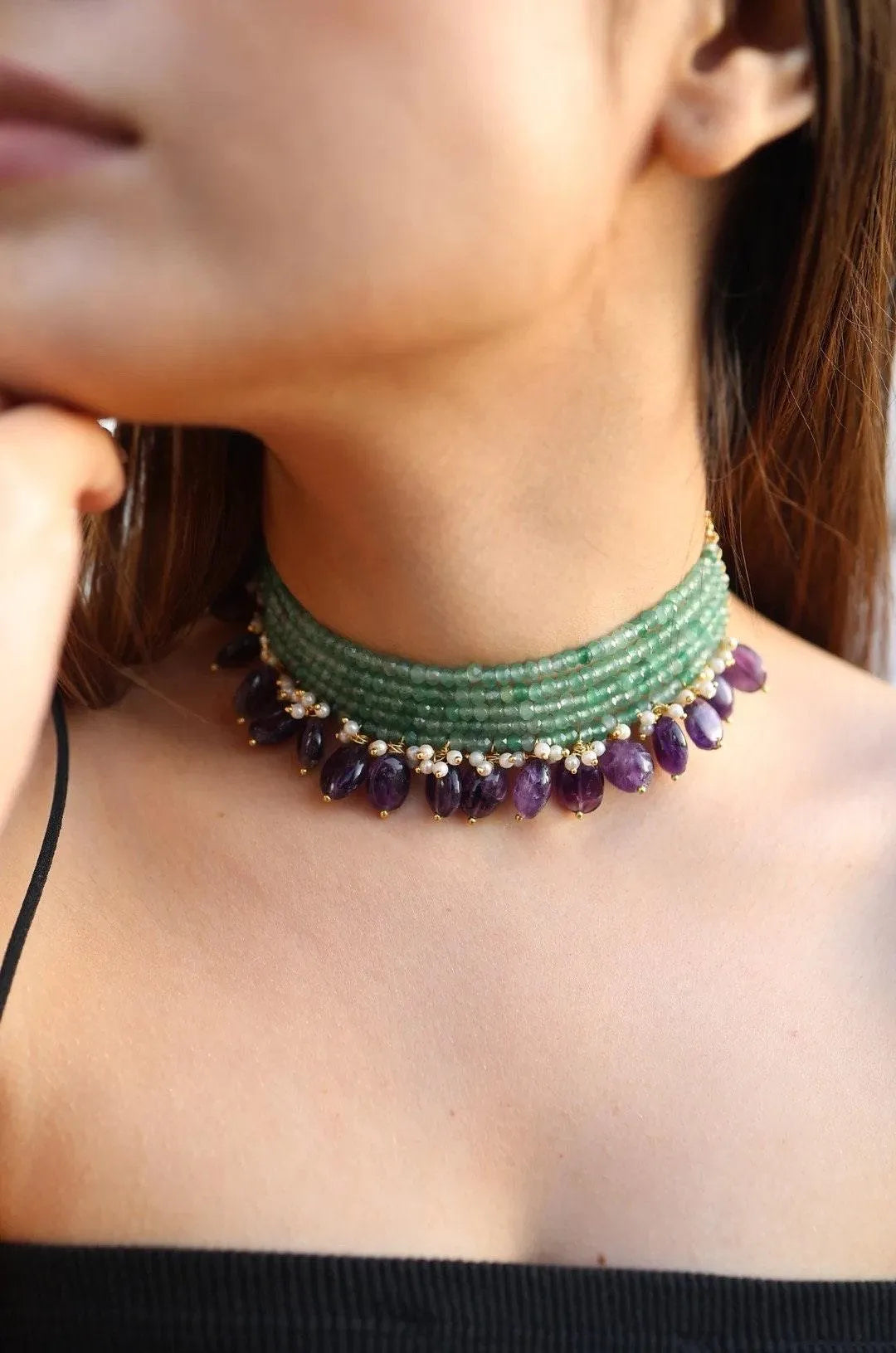 Mint Beads Choker | Indian Jewelry | Pakistani Jewelry | Kundan Choker Bollywood Jewelry Punjabi Jewelry Indian Choker Necklace Set