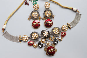 Inspired Necklace Fusion Indian Necklace Indian Choker Indian Jewelry Indian Necklace Kundan Necklace Oxidised Necklace