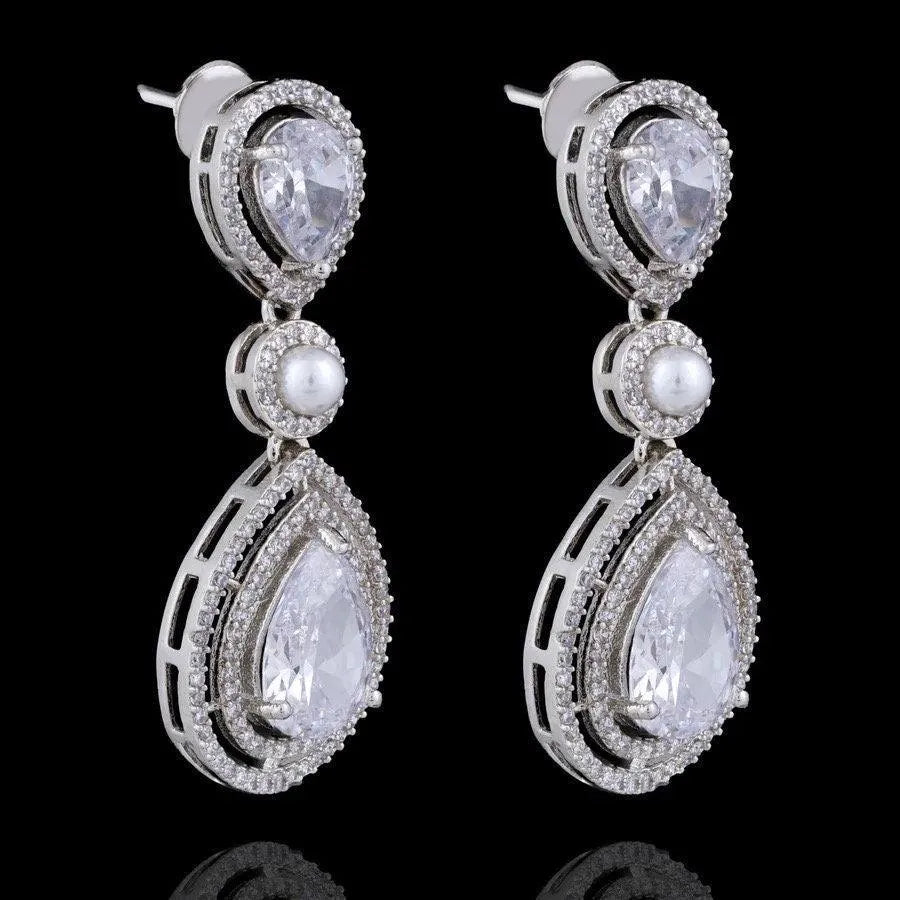 Kysha Diamond CZ Pearl Necklace Indian Jewelr Indian Necklace Pakistani Jewelry Crystal Necklace Statement Necklace American Diamond