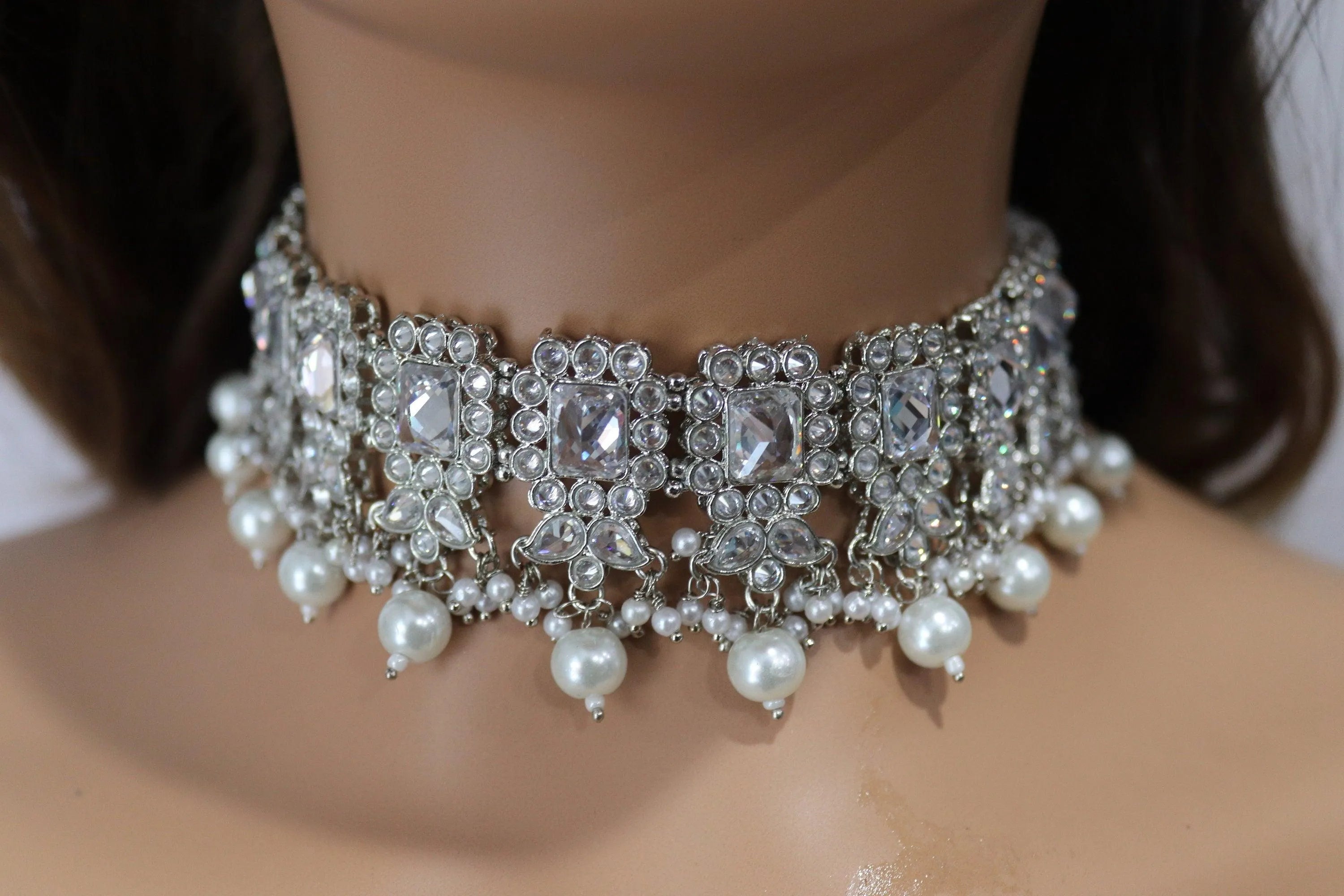Myra Octo Silver Polki Choker Necklace India Silver Necklace Pakistani Jewelry Punjabi Jewelry Silver Kundan Choker Indian Jewelry Set