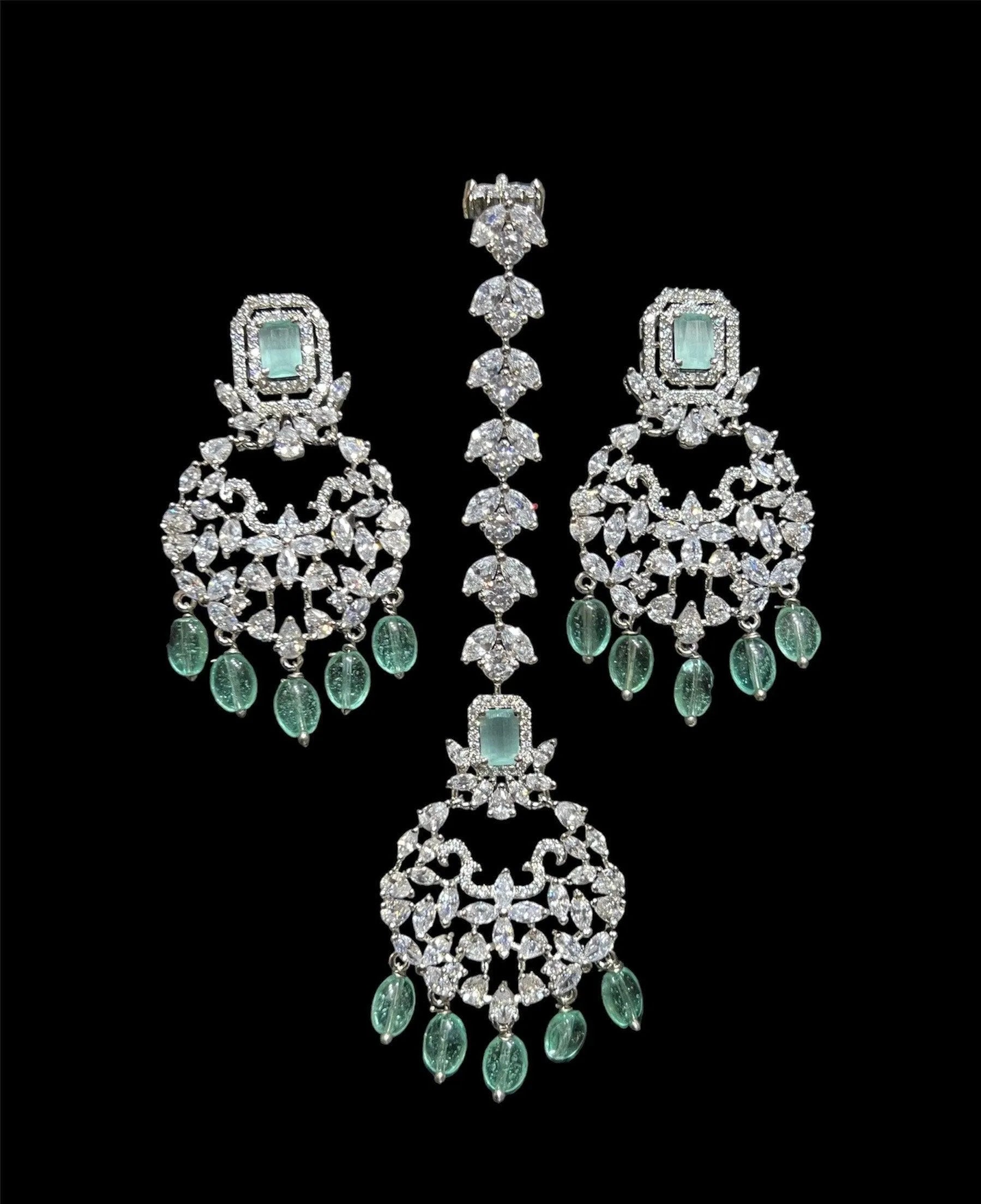 Sold Out Pari Mint Diamond Choker CZ Choker American Diamond Necklace Set Choker Necklace Indian Cubic Zirconia Necklace Pakistani Jewelry