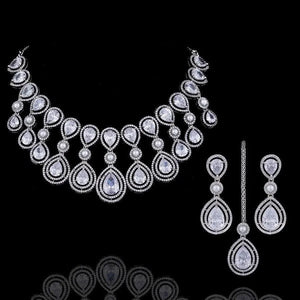 Kysha Diamond CZ Pearl Necklace Indian Jewelr Indian Necklace Pakistani Jewelry Crystal Necklace Statement Necklace American Diamond