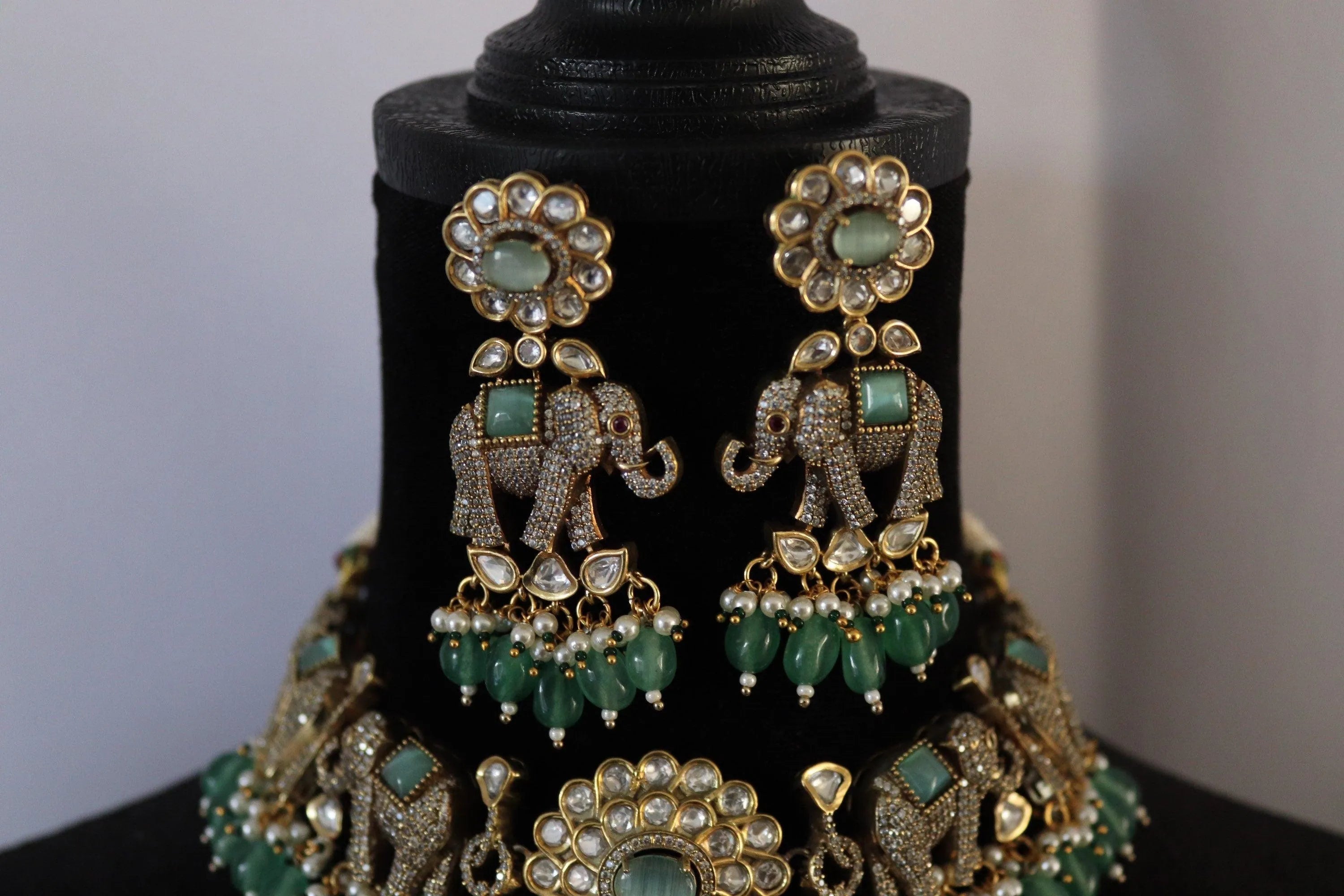 Mint Kundan Choker Necklace • Indian Choker • Indian Jewelry • American Diamond Necklace • Kundan Necklace • CZ Necklace • Choker