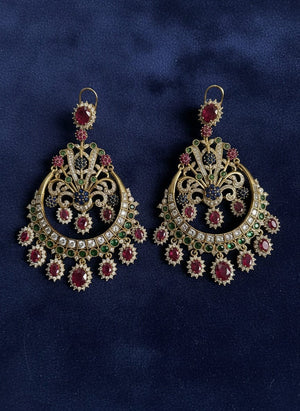 Ishira Regal Ruby & Emerald Statement Earrings