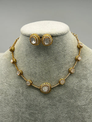 Kesha Uncut Polki Moissanite Necklace Set