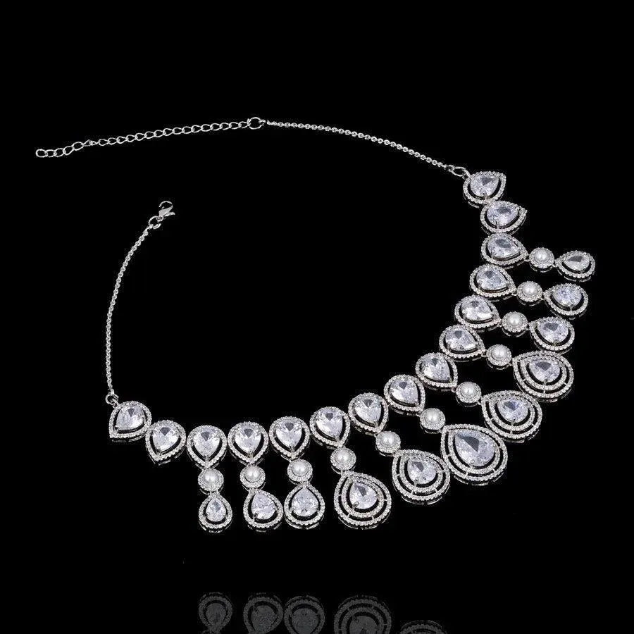 Kysha Diamond CZ Pearl Necklace