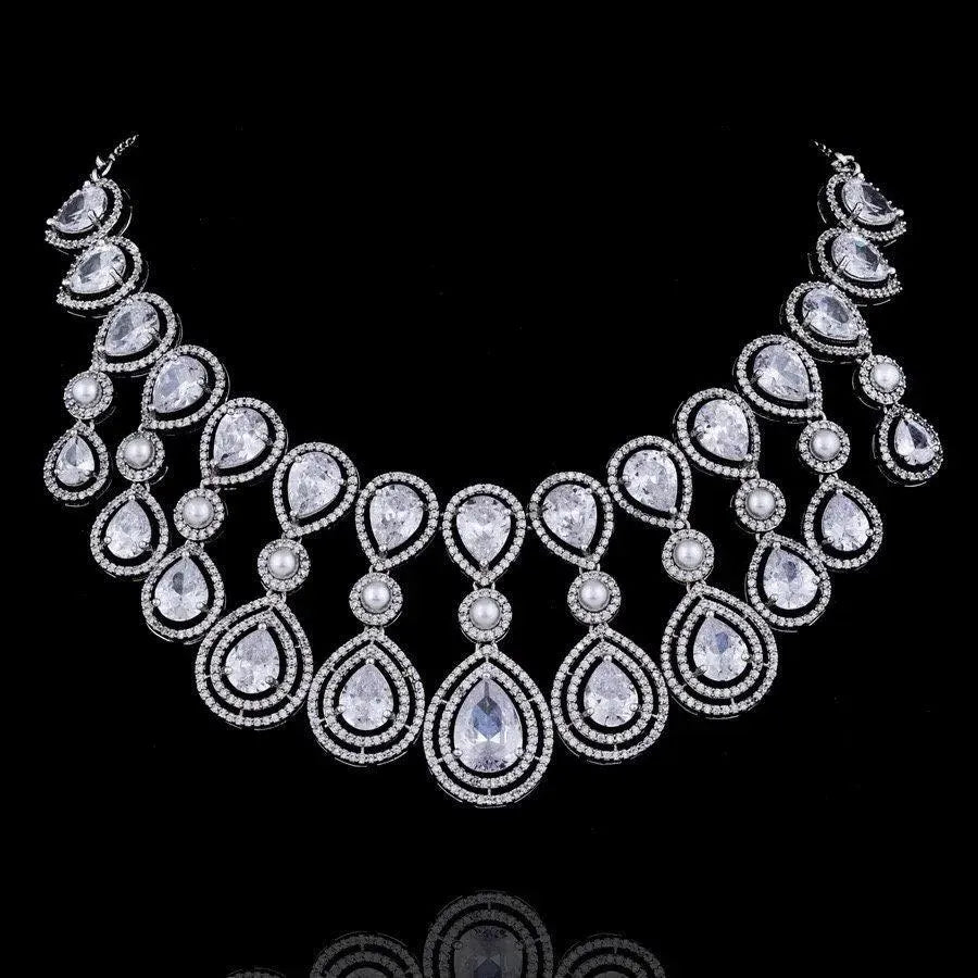 Kysha Diamond CZ Pearl Necklace