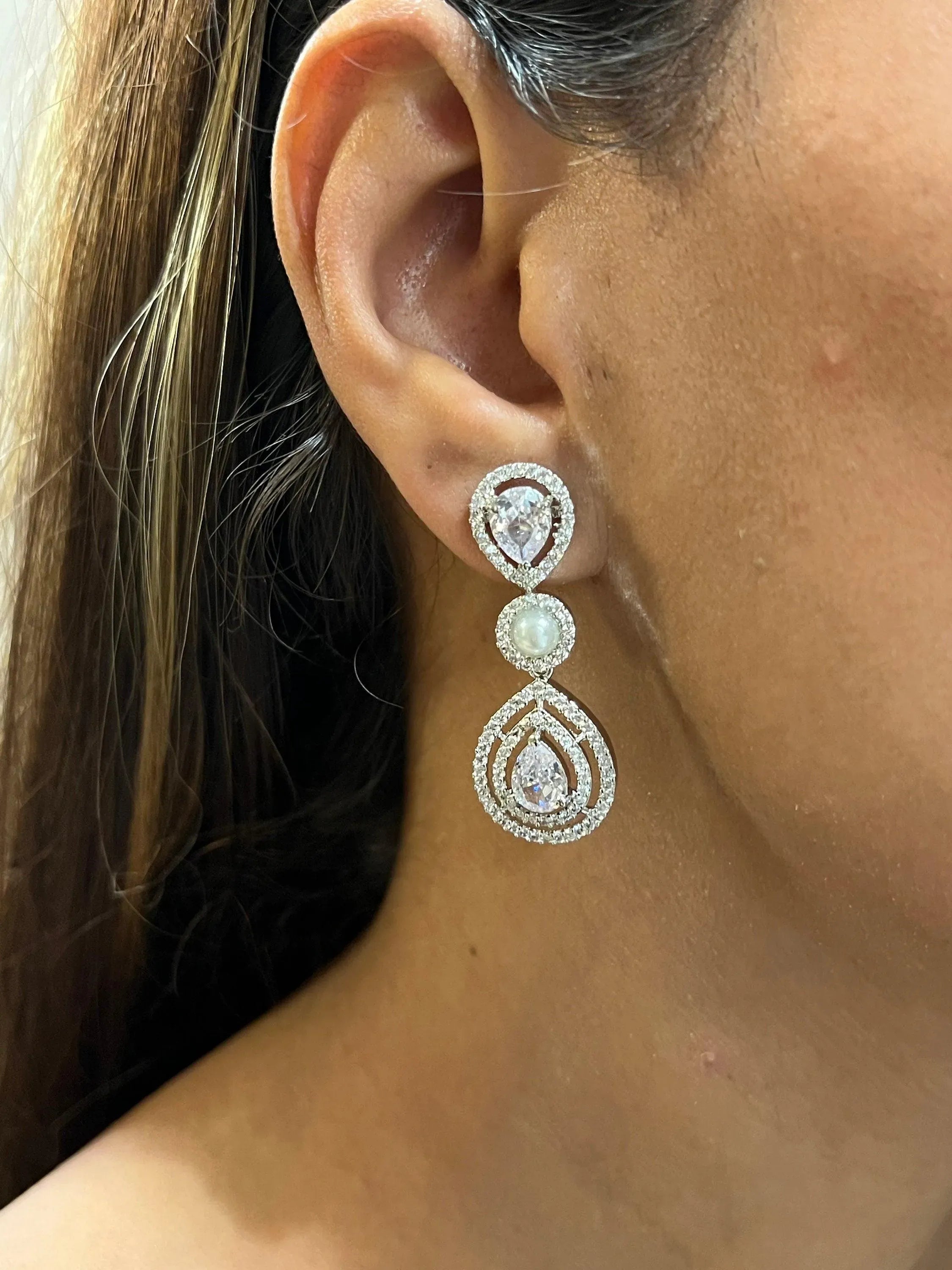 Kysha Diamond CZ Pearl Necklace