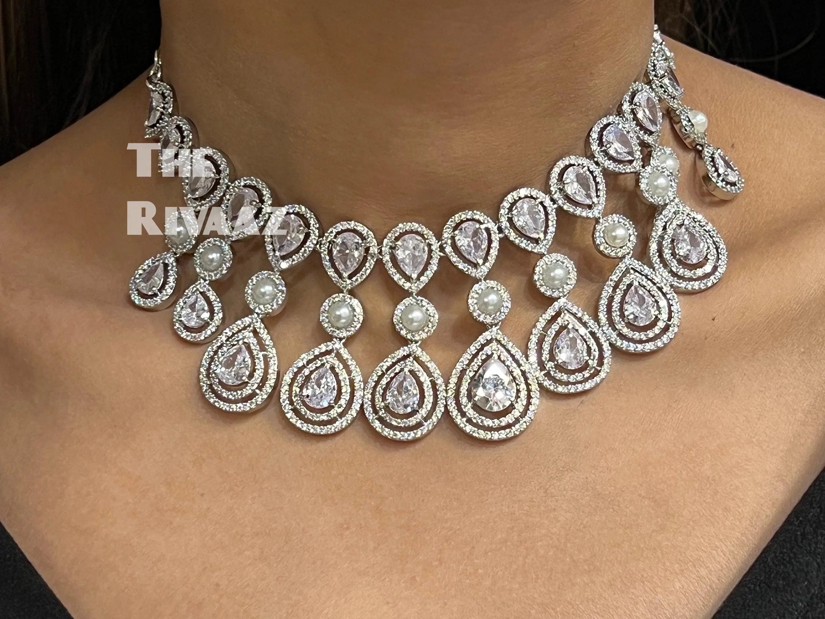 Kysha Diamond CZ Pearl Necklace
