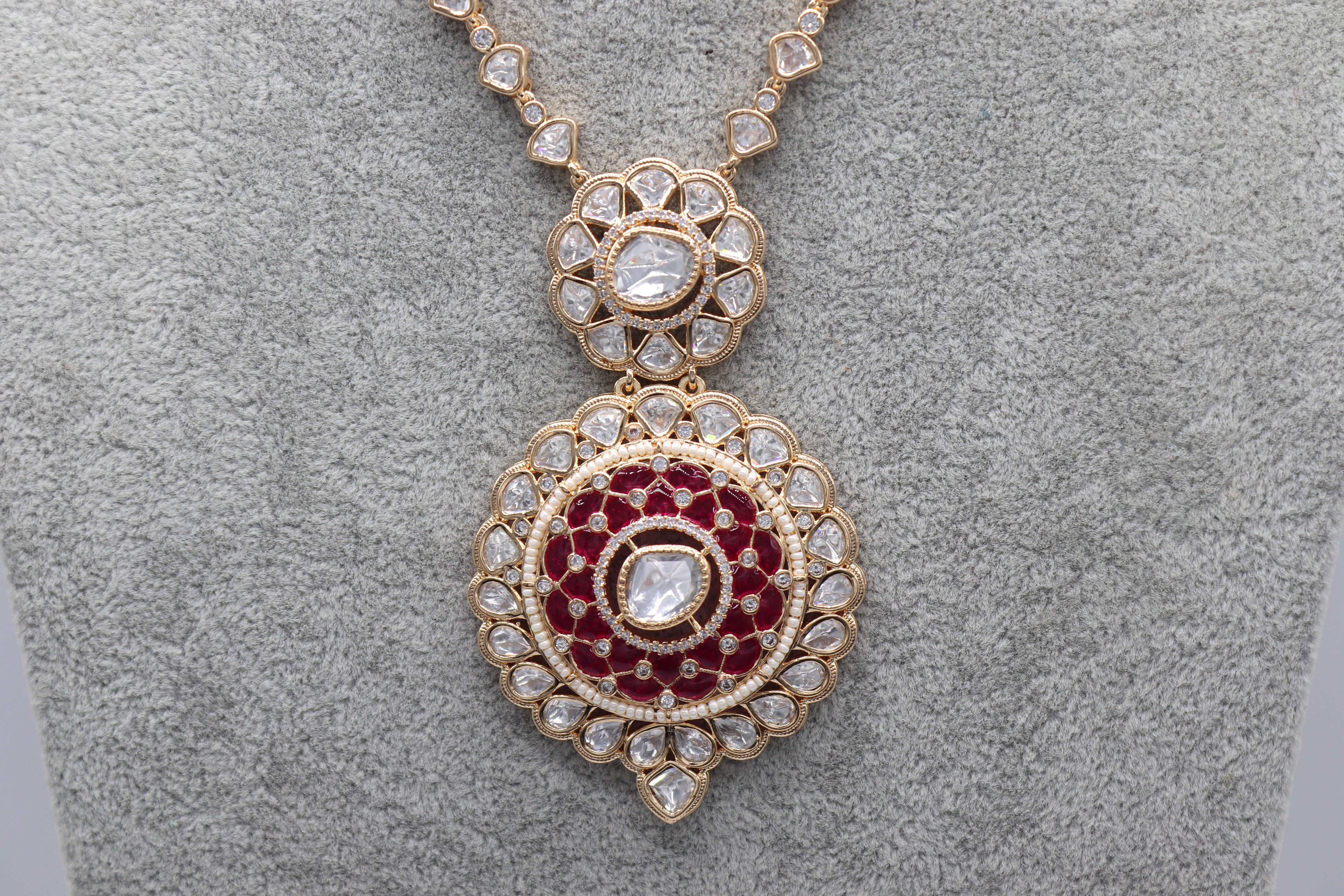 Long Uncut Polki Ruby Set