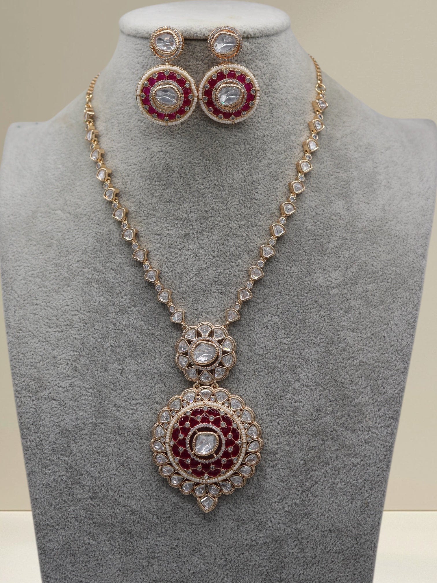 Long Uncut Polki Ruby Set