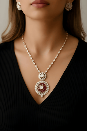Long Uncut Polki Ruby Set