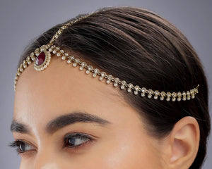 Ruby Mathapatti / Damini / Indian Jewelry/ Matha Patti/ Indian Bridal Jewelry/ Gold Tika/ Indian Wedding Jewelry/ Pakistani Jewelery