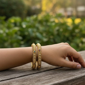 Matte Gold Openable Bangle Pair