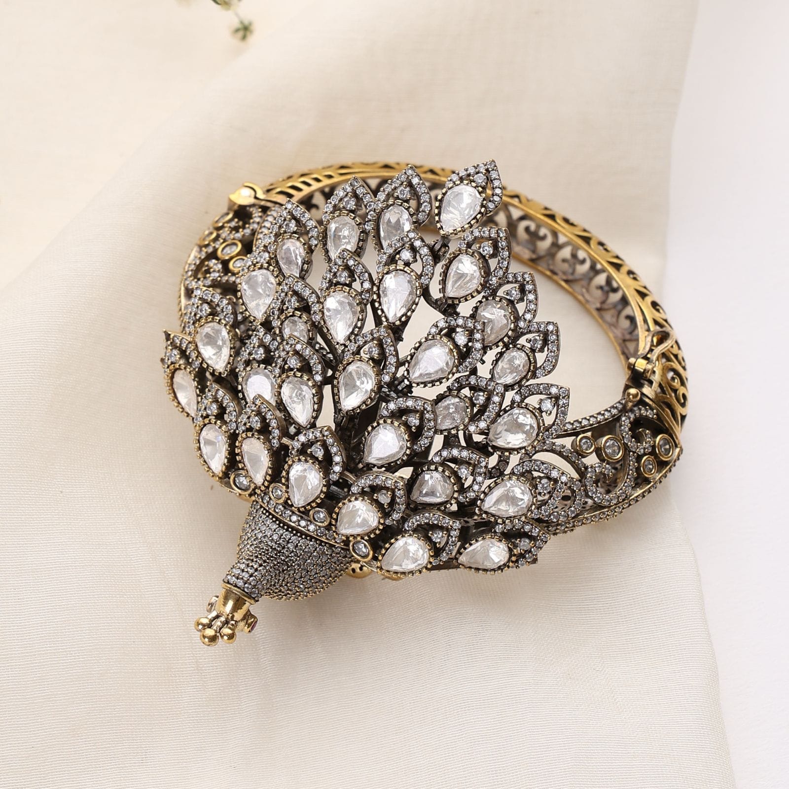 Mayura Peacock Antique Polki Bracelet