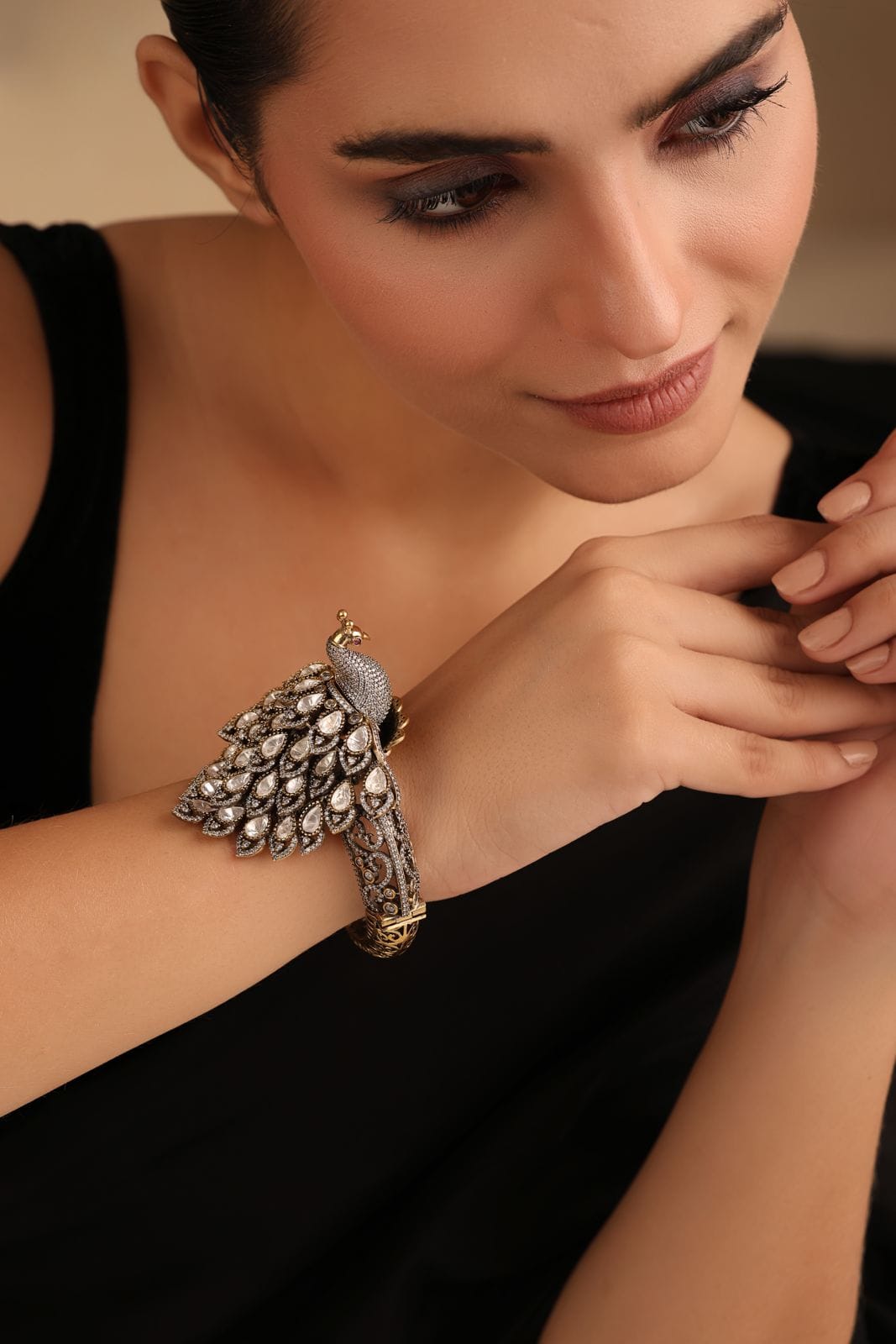 Mayura Peacock Antique Polki Bracelet