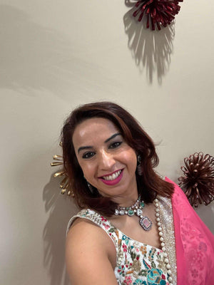 Mint Pink Kundan Victorian Set