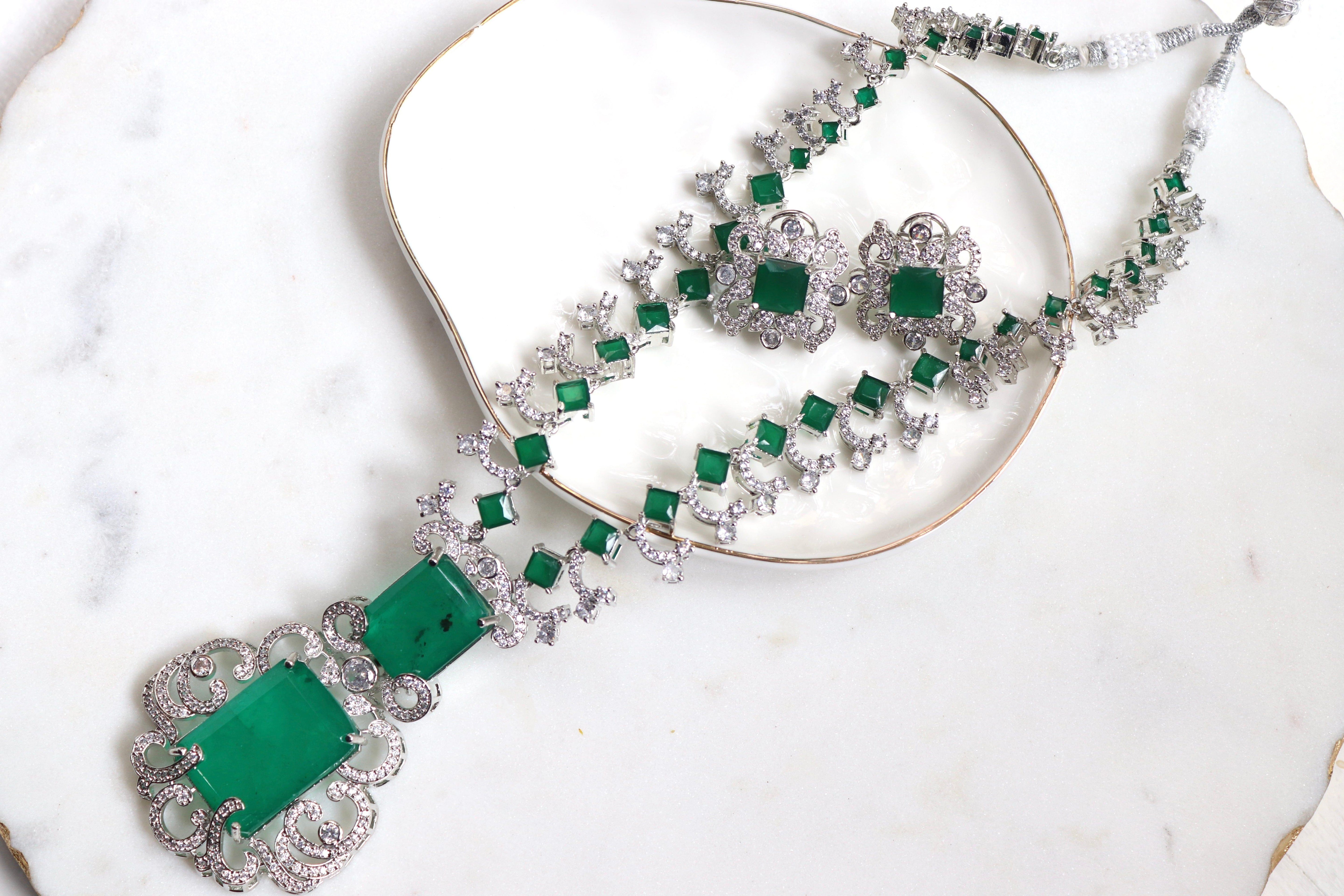 MyRivaaz Nita Long Emerald Doublet Set