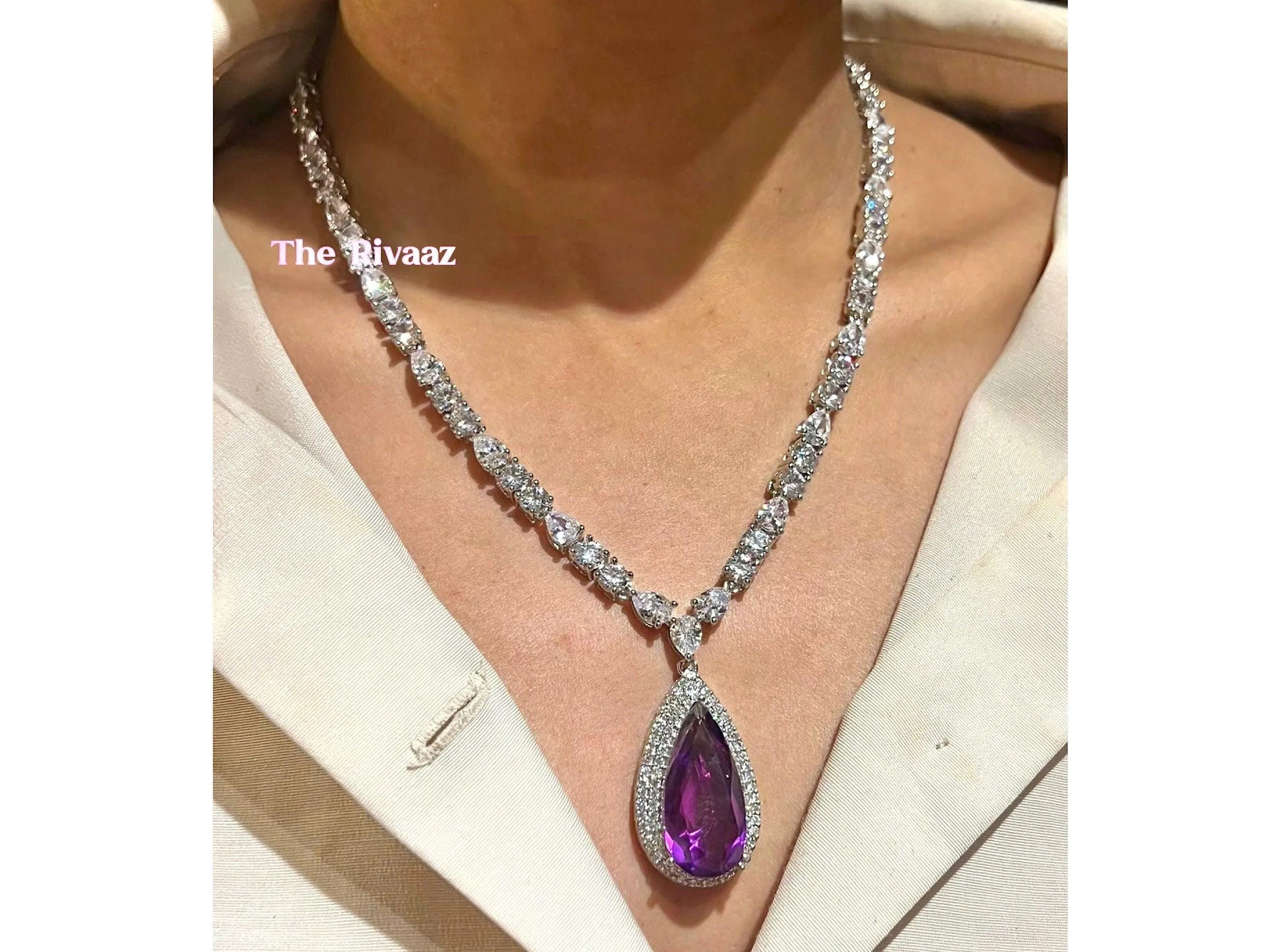 Anika Amethyst CZ Pendant Necklace