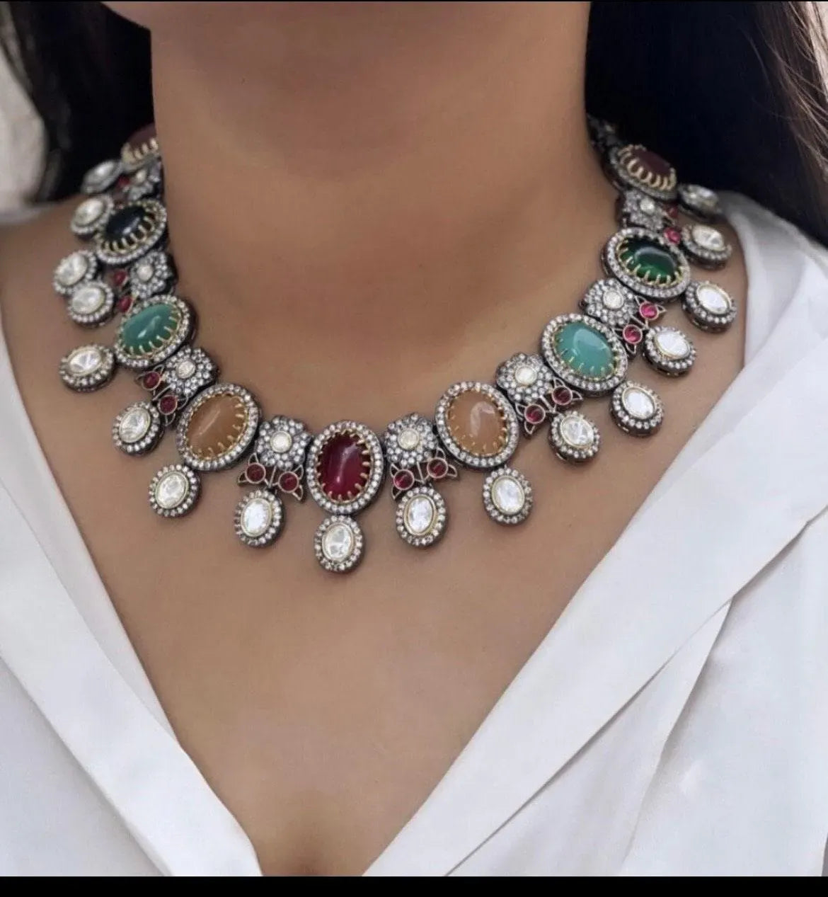 Anvi Navratan Kundan Necklace