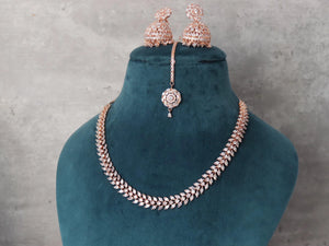 April Rose Gold Diamond Necklace with Jhumka