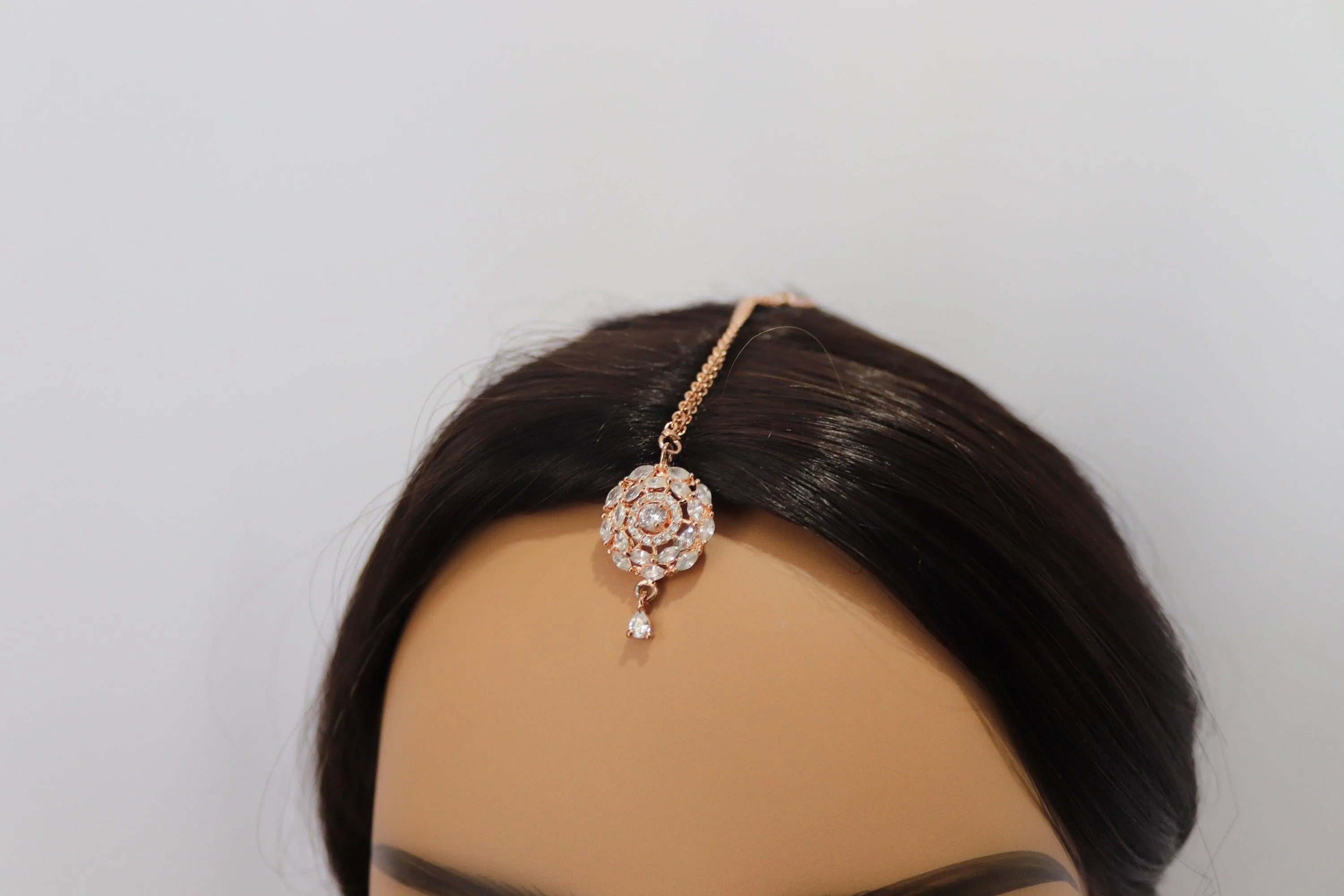 April Rose Gold Diamond Necklace with Jhumka