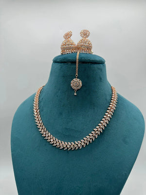 April Rose Gold Diamond Necklace with Jhumka