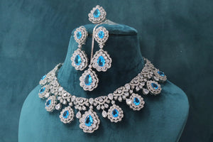 Aqua 5 Piece CZ Diamond Necklace Set