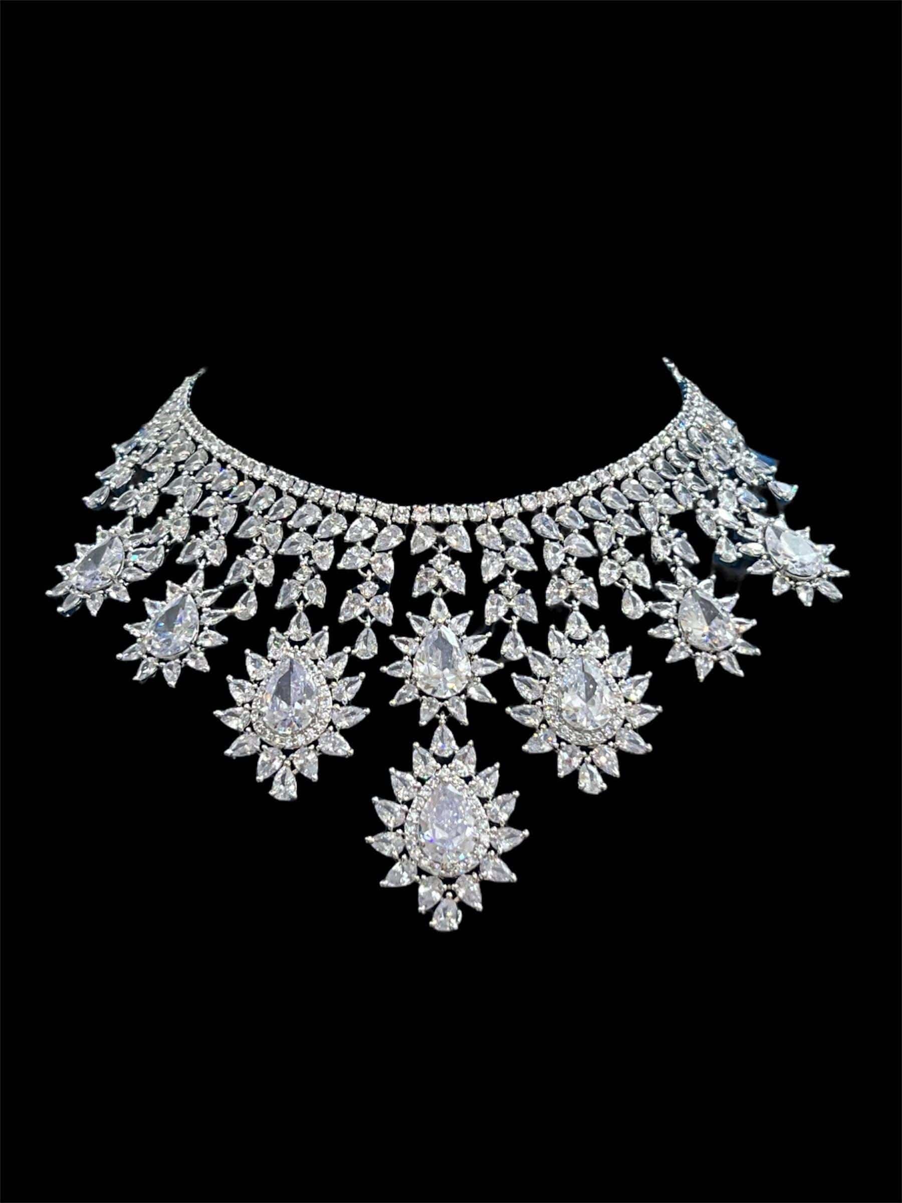 Clear Kate Silver Necklace Set 5 piece