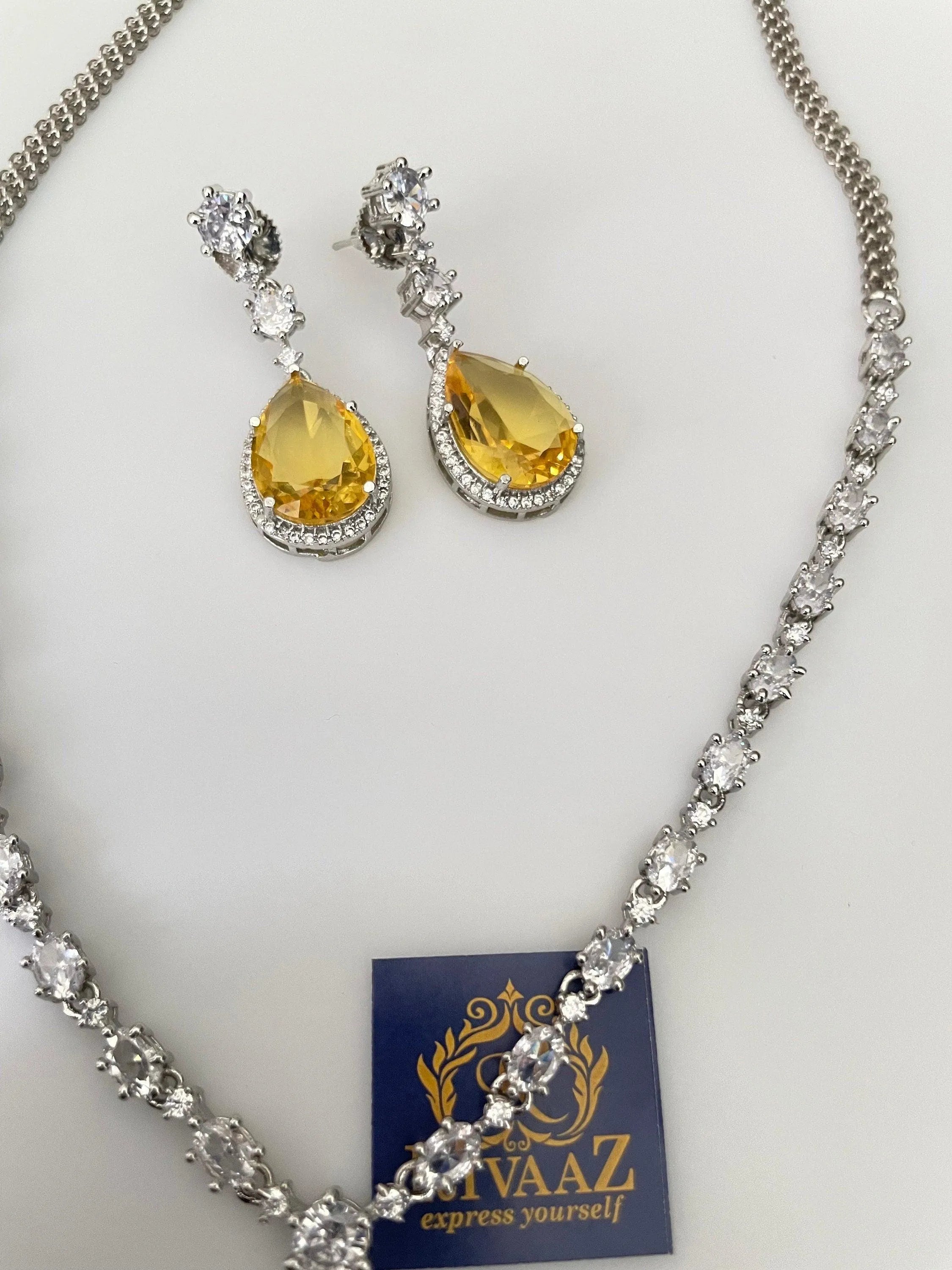 Deepika Inspired Faux Topaz CZ Necklace