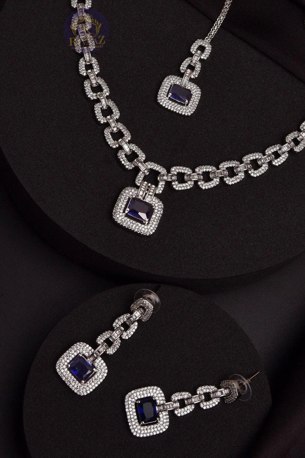 Delicate Blue Sapphire Diamond Curb Chain