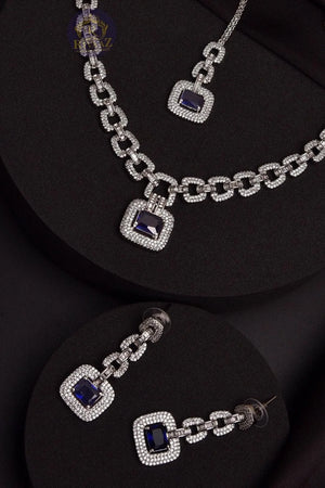 Delicate Blue Sapphire Diamond Curb Chain