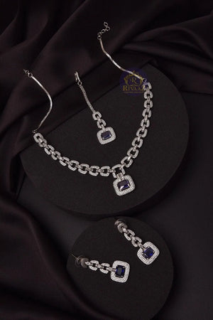 Delicate Blue Sapphire Diamond Curb Chain