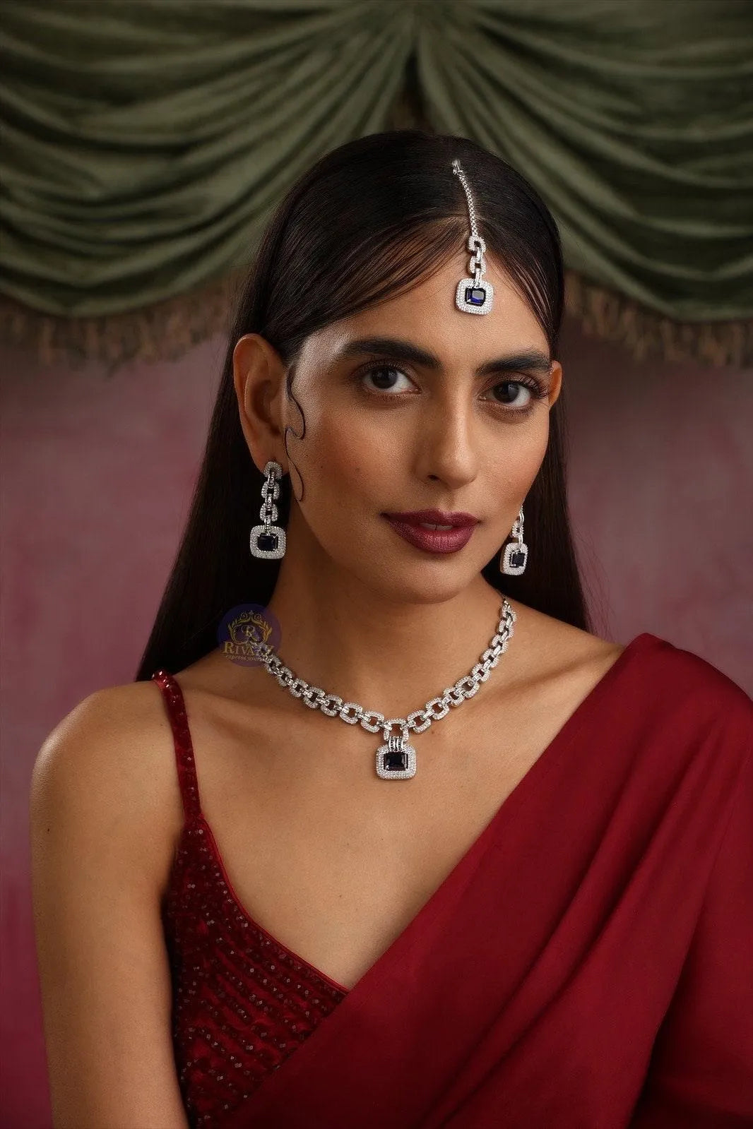 Delicate Blue Sapphire Diamond Curb Chain