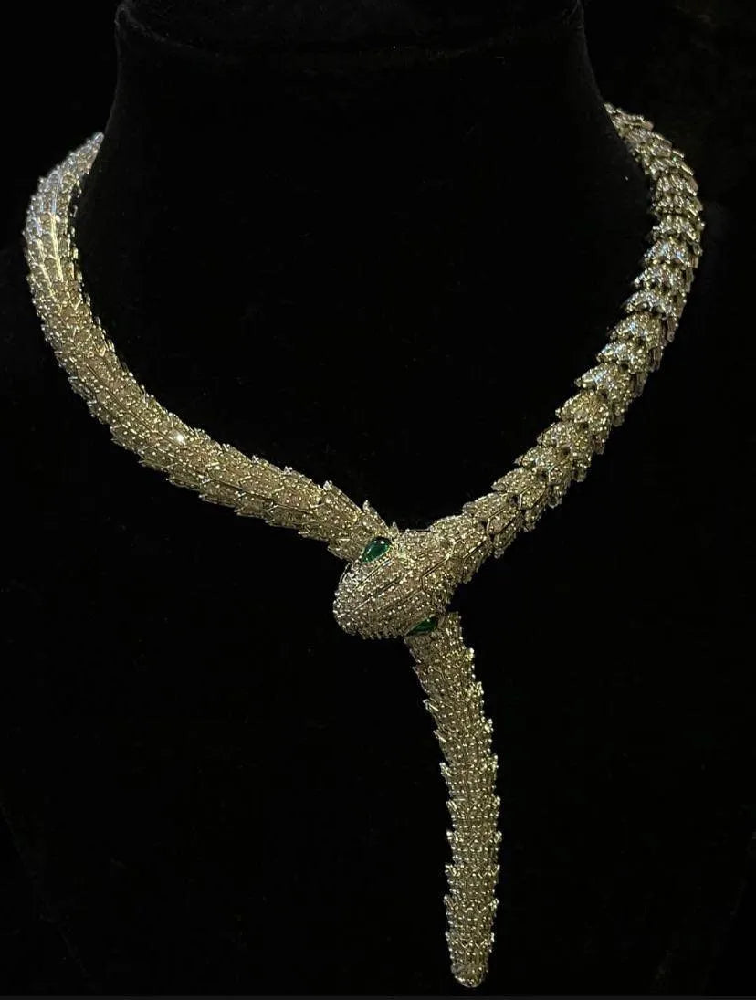 Designer Silver Snake Necklace