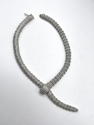 Designer Silver Snake Necklace