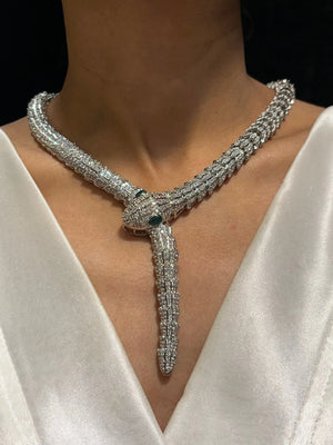 Designer Silver Snake Necklace