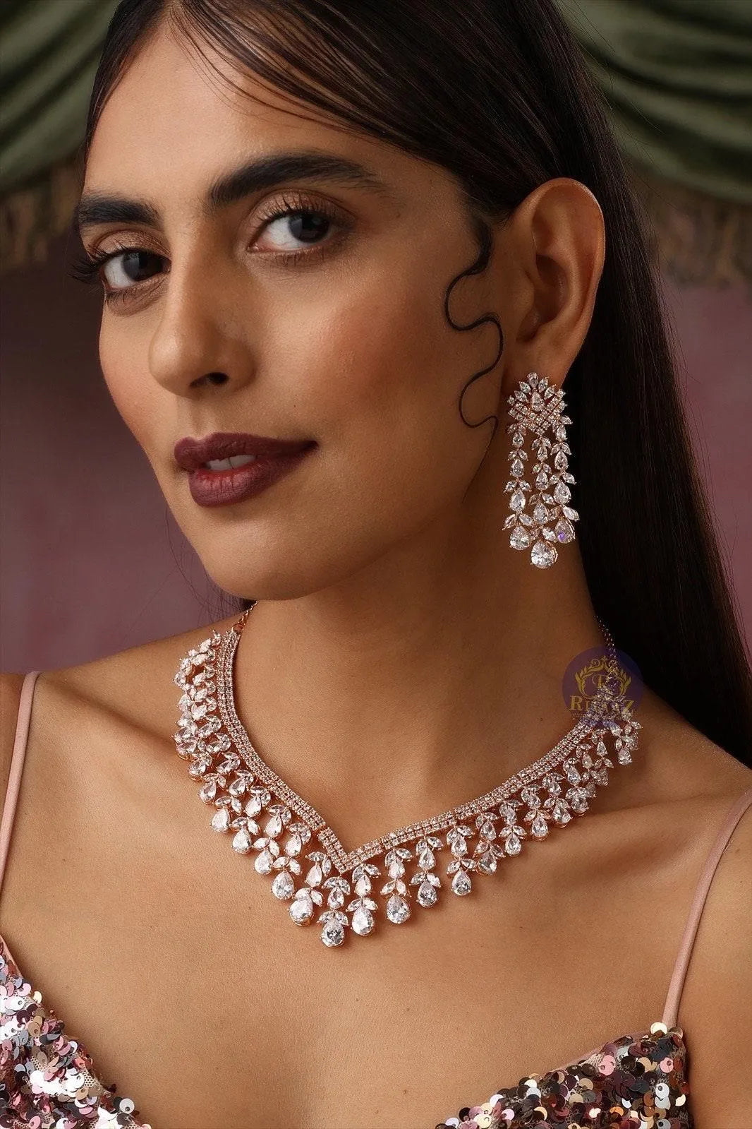 Diana Rose Gold CZ Necklace