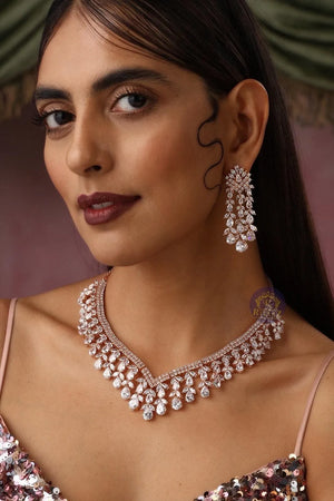 Diana Rose Gold CZ Necklace