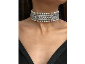 Dima CZ Pearl Choker Necklace