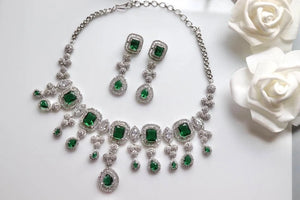 Emerald CZ Necklace Set