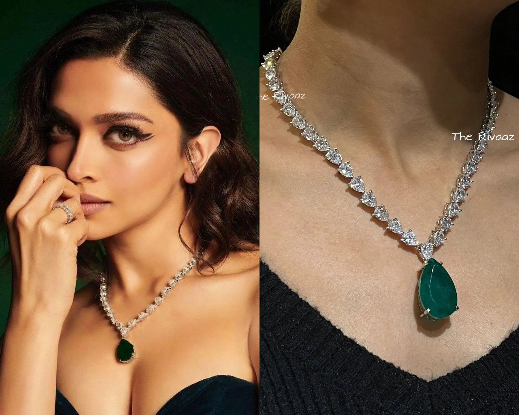 Emerald Doublet Pendant CZ Necklace