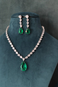 Emerald Doublet Pendant CZ Necklace