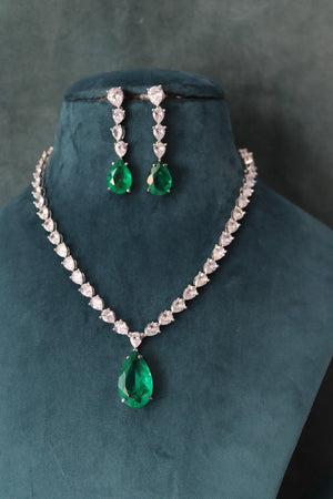Emerald Doublet Pendant CZ Necklace