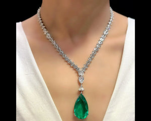 Emerald Pendant Necklace Long Necklace