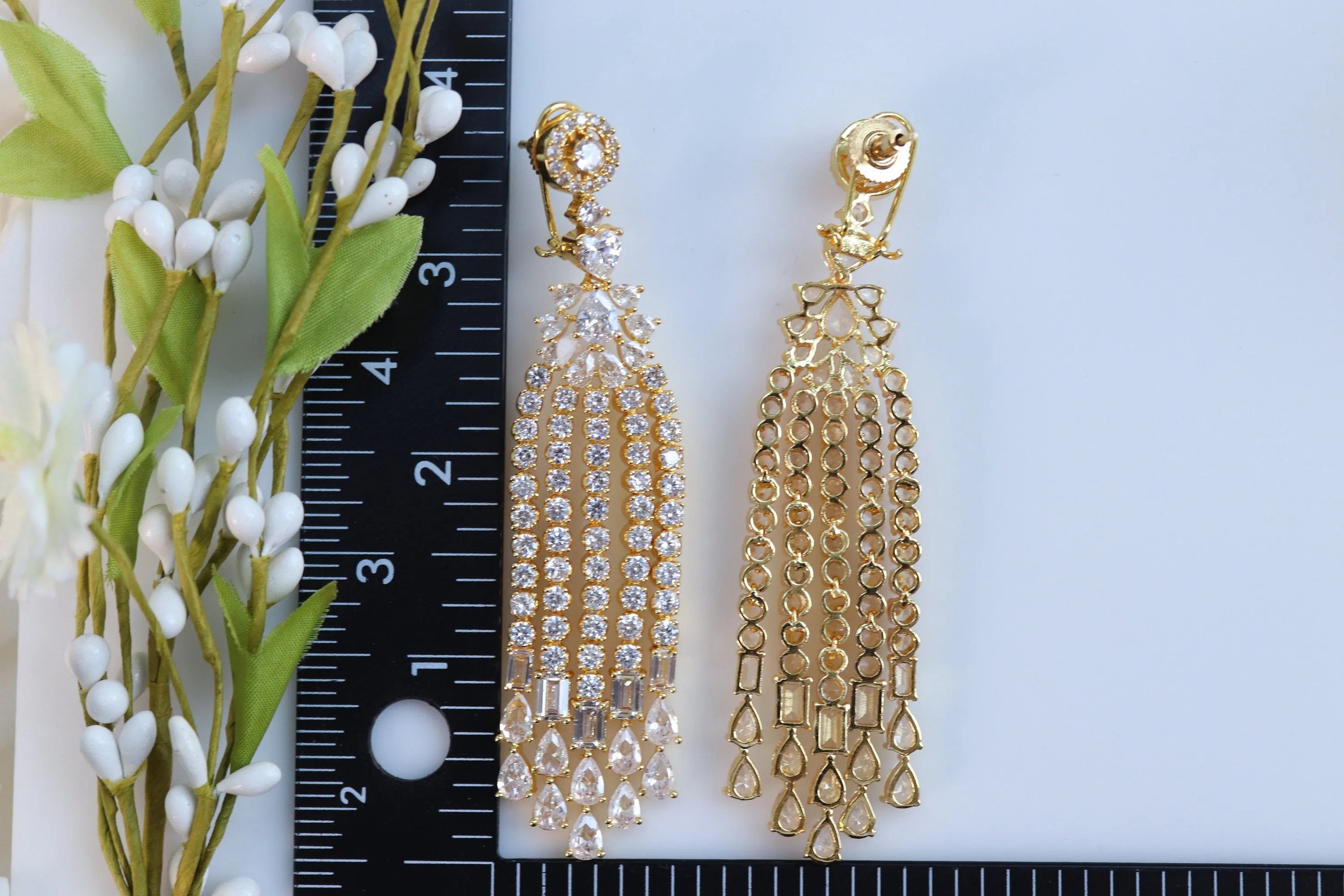 Gold Waterfall CZ Earrings